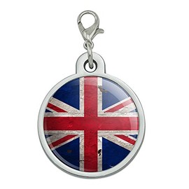 GRAPHICS & MORE Rustic Distressed United Kingdom British Flag Chrome Plated Metal Pet Dog Cat ID Tag