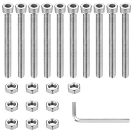 10 Pcs M8 Bolts and Nuts Set, Hex Socket Head Cap Screws Bolts, Allen Socket Head Cap Screws Nuts and Bolts Set, Stainless Steel Machine Screws, Cylindrical Fully Threaded Bolts Screws (M8x100mm)
