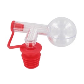 Fackelmann 004032 Alcohol Dispenser, Alcohol Dosing Ball, Dosing Cup for Bottle, Dosing Cap 2.5 cl, Plastic, Red/Transparent