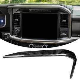 Jogon Dry Carbon Fiber Dash Navigation Upper Trim for Ford F150 Raptor Lariat Platinum Tremor STX 2024 2025, Center Console Display Bezel, Decorative Frame (Glossy CF)