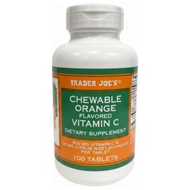 Trader Joe's Chewable Orange Flavored Vitamin C 100 Tablets, 1 Piece / 트레이더조스 츄어블 오렌지맛 비타민 C 100정, 1개