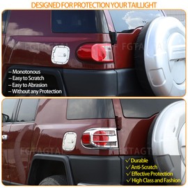 Fgtagtal Tail Light Cover Guard Fit for Toyota FJ Cruiser 2007-2021, ABS Tail Brake Light Lamp Covers, Tail Light Lamp Cover Guard Trim Frame Bezels Decoration, 2PCS(Tail Light, Bright Silver1)
