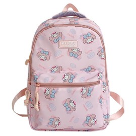 Roffatide Cartoon All Over Print Casual Backpack Laptop Backpack Travel Hiking Rucksack Daypack Pink