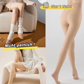 Arkim Fleece Lined Tights Women's Winter (S/M/L) 1 Seam Line in Crotch Fake Transparent Tights Highly Elastic Thermal Tights Winter Leggings, Nude fleece lining