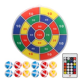 74CM Sticky Ball Board Foldable Dart Board with Remote Control LED Dinosaur Pattern Double Side with 12 Ball Dart Game for Party