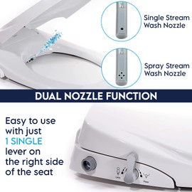 JEP Dual Nozzle Manual Bidet Toilet Seat for Round Toilets with Soft Close Seat and Cover | Bidet Seat for Rear & Feminine Cleaning, Easy to Install, Convenient, and Power Free (Round Toilet)