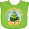 inktastic Baby's First Christmas Baby Bib Apple Green 444ec