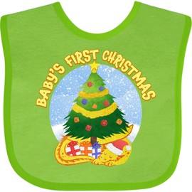 inktastic Baby's First Christmas Baby Bib Apple Green 444ec