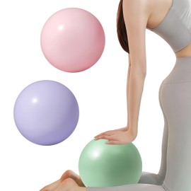 SENLINLIN 3 Stück Pilates Ball 25cm, Weicher, Rutschfester & Verdickter Gymnastikball Klein in Pink, Lila & Grün, mit Blasrohr, Pilates & Yoga Zubehör für Fitnessstudio, Zuhause, Büro