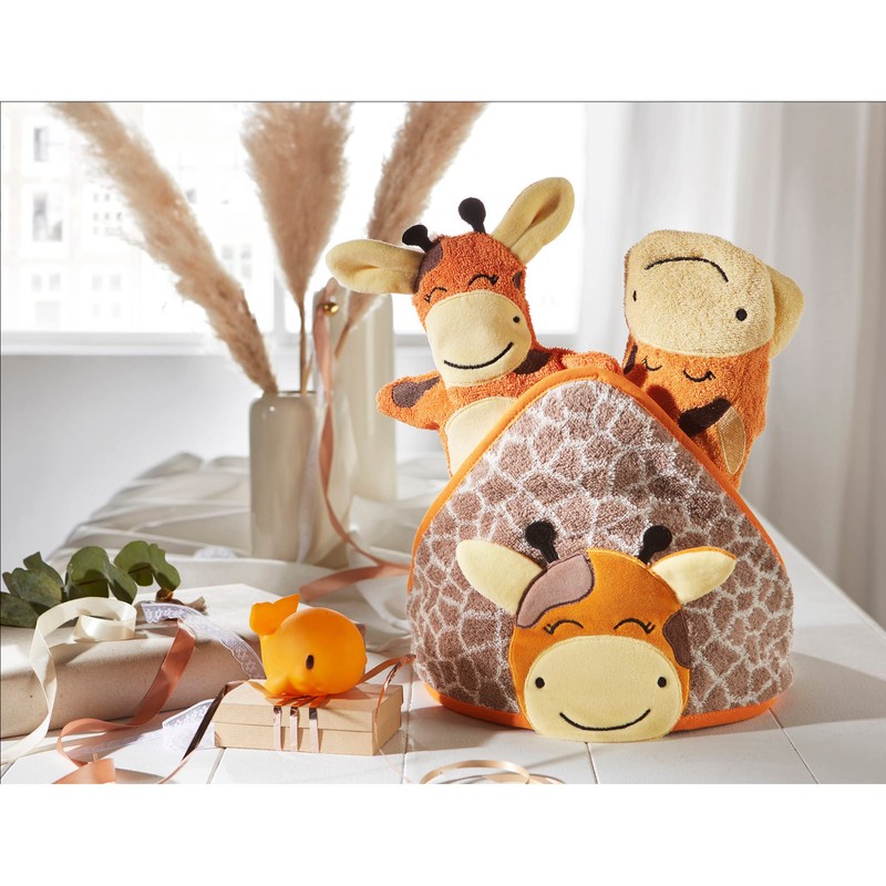 Erwin Müller Children's Wash Mitt 2-in-1 Giraffe Walk Terry Light