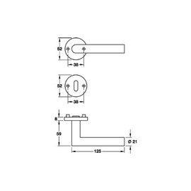 HOPPE BB - Garnitur Türdrückergarnitur für den Wohnbereich Edelstahl matt Typ Amsterdam E1400Z/42KV/42KVS
