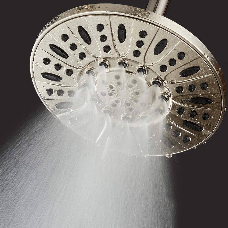 AquaDance BRUSHED NICKEL High Pressure 6-Setting 7" Rain Shower Head