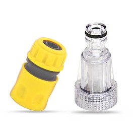 2 Pcs Pressure Washer Hose Fittings,3/4 Inch Garden Hose Connector,Plastic Pressure Washer Inlet Filter,Pressure Washer Gun Adapter for Garden Home