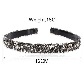 2Pcs Rhinestone Headband Handmade Vintage Crystal Pearl Hairbands Silver Diamond Bling Headbands Hair Hoops Padded Headband Glitter Beaded Jeweled for Bridal Wedding Party Hair Accessories
