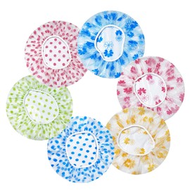 6 PCS Shower Cap Elastic Waterproof Shower Caps Reusable Bath Caps for Shower for Women Men Kids