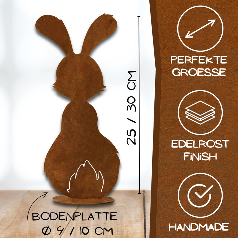 Rostikal Easter Bunny Set of 2 - Handmade Rust Metal