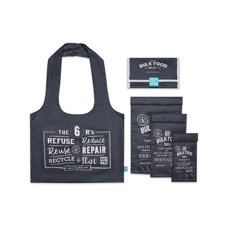 Onya Reusable Bulk Food Bag Starter Kit - Charcoal