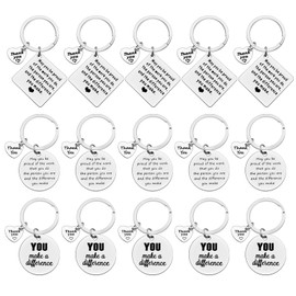 Xiahuyu 15 Pcs Thank You Gifts Appreciation Keychain Make a Difference Keychain Appreciation Gifts for Employee Staff Coworker Thank You Gift for Nurse Teacher Mentor Coach Social Worker