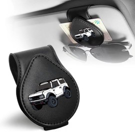 GUIILAN Sunglasses Holder for Car, Leather Glasses Frame, Eyeglass Hanger Card Clip for Car Sun Visor,Sunglasses Holder Compatible with Jeep Wrangler JL JLU Rubicon Wagoneer Gladiator JT Sahara