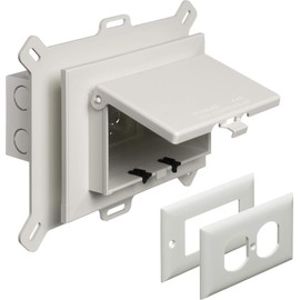 Arlington DBHS1W-1 Low Profile IN BOX Recessed Outlet Box Wall Plate Kit for New Vinyl Siding Construction, Horizontal, 1-Gang, White