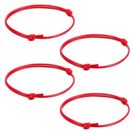 AOZUO Set of 4 Leather Bracelets for Men, Leather Bracelets, Gift for Men and Women, Bracelets for Men, Fabric Leather Bracelet for Women and Men, Wax thread