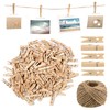 200 Pcs Mini Wooden Pegs with 30m Jute String, 3.5