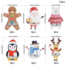 12pcs Christmas Money Holder Ornaments DIY Money Card Hanging Decoration Christmas Money Holders for Cash Gingerbread Snowman Reindeer and Penguin for Home Holiday Tree Ornaments