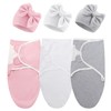 DRESHOW 3 Pack Newborn Swaddle Blanket with Hats Baby Swaddles