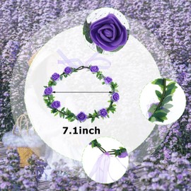 MAQUITA 20 Pcs Multicolor Rose Flower Wreath Crown Headband Garland Headpiece for Music Festival Celebration Beach Wedding Party