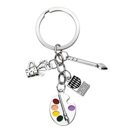 Artist Gifts Paint Palette Keychain for Friend Family Brush Keyrings Painter Gifts for Women Men Painting Lover Gift Boys Girls Art Key Charms Backpack Pendants