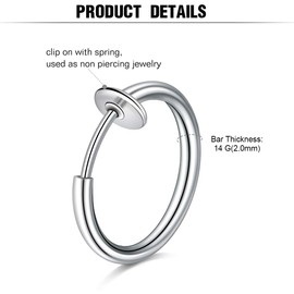 WKRTDY Silver Stylish Stainless Steel Clip On Earrings for Any Occasion: 4 Pairs Unisex Clips for Men, Women, Girls and Boys, Non Penetrating and with a Chic Design for an Urban Look, Metal