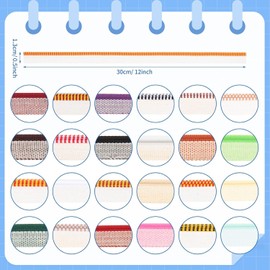 24Pcs Book Binding Headbands Endbands, Colorful 11.8x0.5 Inches Medium Cotton Book Headband Book Binding Kit for Beginners Bookbinding Book Decor