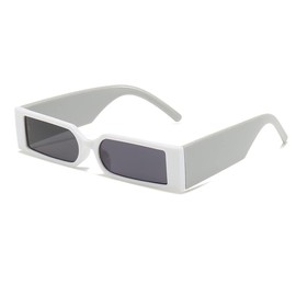 Azoxus Retro 90s Tiny Sunglasses Trendy Small Rectangle Colored Frame Unisex Eyewear White
