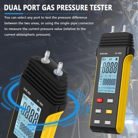 SURLABA Digital Manometer, Differential Dual Port Pressure Gauge, Professional Gas Pressure Tester Water Column Manometer with 11 Selectable Units, High Accuracy HVAC Air Pressure Meter （XF-189A）