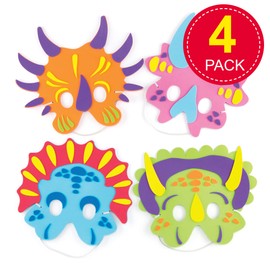 Baker Ross AR382 Foam Masks, DIY Kits for Kids Arts and Craft Activities and Dinosaur Party (Pack of 4), Assorted