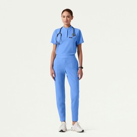 JAANUU Savi Women’s 1-Pocket Scrub Top - Classic Fit Banded Collar, UltraLAST 4-Way Stretch, Wrinkle Free Medical Scrub - Ceil Blue, Small