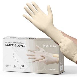 FifthPulse Medical Examination Latex Gloves Small - 50 Count - Powder Free - Extra Thick 4.5 Mil - Natural Color - Non Sterile Disposable Gloves