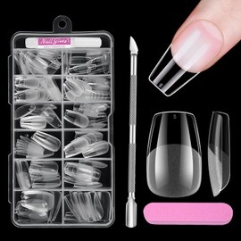 Venares Nail Tips for Gel Nails, Short, Full Coverage, Soft Gel Tips, Nail Tips, Pre-Polished Artificial Nails, Short with Glue, Files, Nail Buffers, Cuticle Pusher, Pack of 120, 12 Sizes