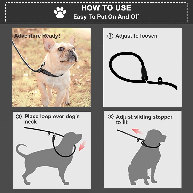Dog Slip Leads Leash, 4.5FT Durable Puppy Rope Leashes Collar