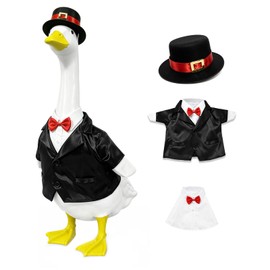 Porch Goose Outfit for 23"Statue, Black Groom Suit with Hat for Porch Goose