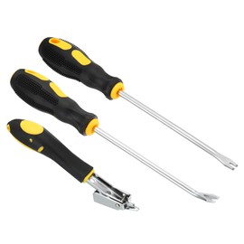 PATIKIL Upholstery Staple Remover, 6" V Curved, U Straight Set Construction Staple Puller Staple Nail Tack Tool for Furniture Wooden Floor Photo Frame, Yellow