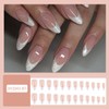 French Tip Press On Nails Medium Almond Fake Nails Nude