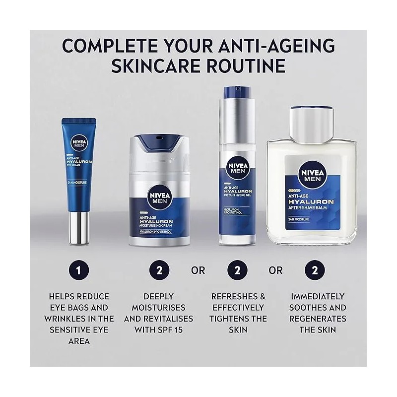 Nivea Men, Gel Hidratante Para Cara Anti-edad Hyaluron 50ml