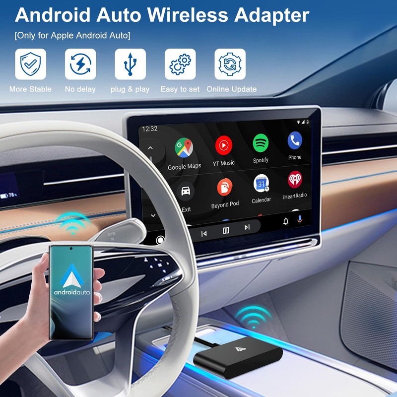 UWECAN Android Auto Wireless Adapter, Wireless Android Auto Dongle Konvertieren