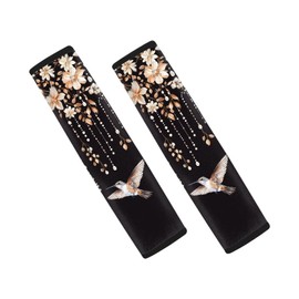 Coldinair Hummingbird Car Seat Belt Pads Seatbelt Covers,Waterproof Shoulder Seatbelt Pads Cover Vintage Floral Seat Belt Cushion for Women Girls