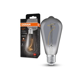 OSRAM Vintage 1906 Smoke Tint LED Lamp, 3.4W, 100lm, Edison Shape with 64mm Diameter & E27 Base, Warm White Light Colour, Non-Dimmable Filament, Up to 15,000 Hours Life