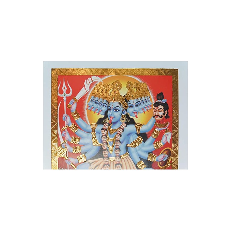 Gold Foil Embossed Hindu God Goddess Kali Shrine Picture