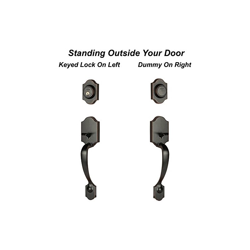 Dynasty Hardware DEN-HER-405-12PR Denver Front Door Dummy Handleset, Aged Oil