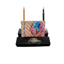 Italian car 600 ref65 car on a BLACK desk office tidy stores business cards pens pencil holder paper weight