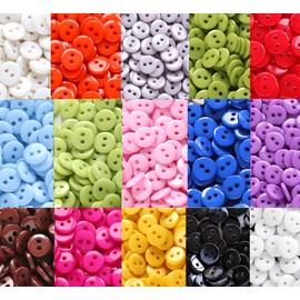 GANSSIA 1500pcs 9mm (11/32 Inch) Tiny Size Sewing Buttons Small Size Resin Button 15 Colors Mix for Garment Sewing or DIY Crafts with a Plastic Box